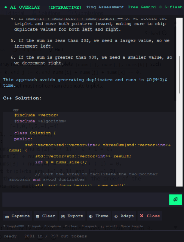 AIOverlayAgent dark theme — AI code explanation overlay